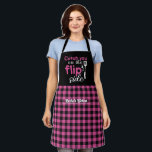 Delantal Funny Cocinar Pun Flip Side Black Pink Plasado<br><div class="desc">Divertido y genial delantal para hacer la cocina más divertida. Regalo personalizado para la familia y amigos que aman cocinar, cocinar y probar una nueva receta en la cocina. Personalizar la redacción para que se ajuste a su ocasión. Puede utilizar la Herramienta de diseño para cambiar aún más el tipo...</div>