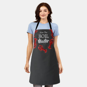 Delantal Funny Crawfish Hervir Maestro Personalizado Gris o