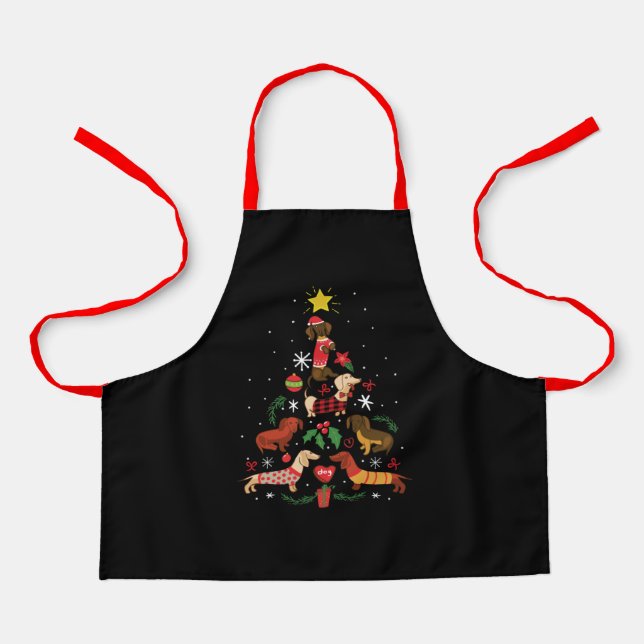 Delantal Funny Dachshund Christmas Tree (Anverso)