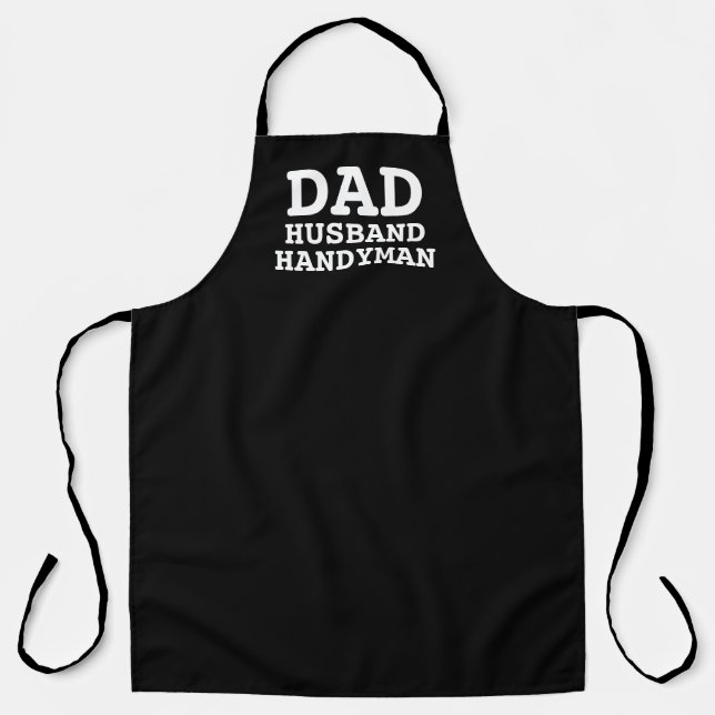 Delantal Funny Dad Husband Handyman Black Typography Chef  (Anverso)
