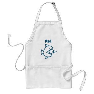 Delantal Funny Dad Shark White Blue Chef
