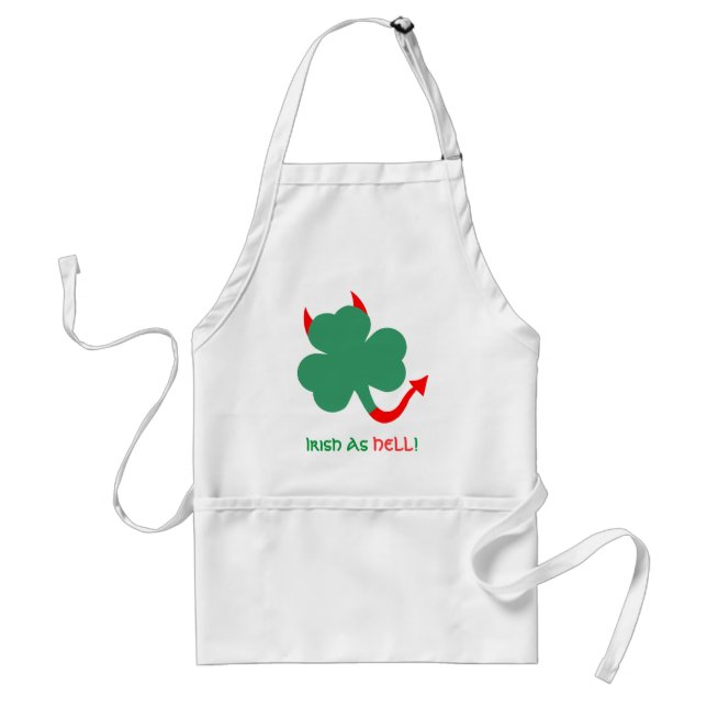 Delantal Funny Dancing Irish Shamrock with Devil Horns Tail (Frente)