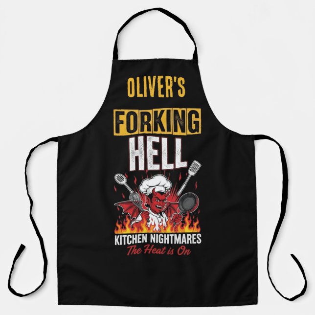 Delantal Funny Devil Chef Forking Hell Kitchen Nightmares (Anverso)