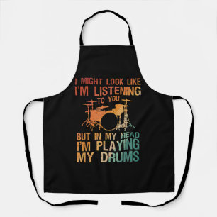 Delantal Funny Drummer Art Para Hombres Mujeres Reproductor