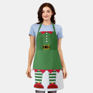 Delantal Funny Elf Costume Verde y Rojo
