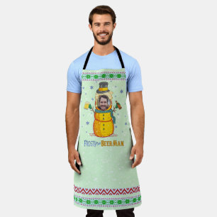 Delantal Funny Frosty Beer Man Humor Personalizado Navidade