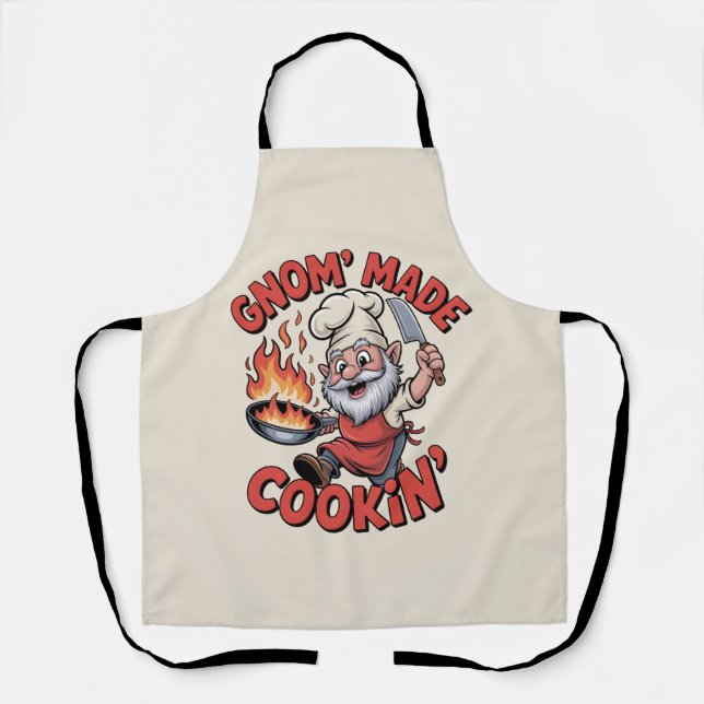 Delantal Funny Gnome Chef “GNOM’ MADE COOKIN’” (Anverso)