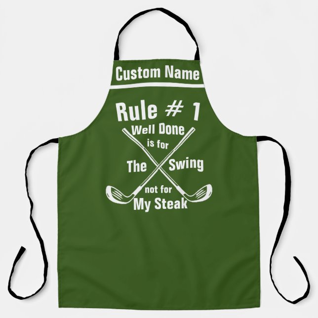 Delantal Funny Golf Rules Apron - Regalo de cocina personal (Anverso)
