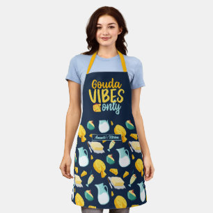Delantal Funny Gouda Cheese Pun Retro Product Pattern
