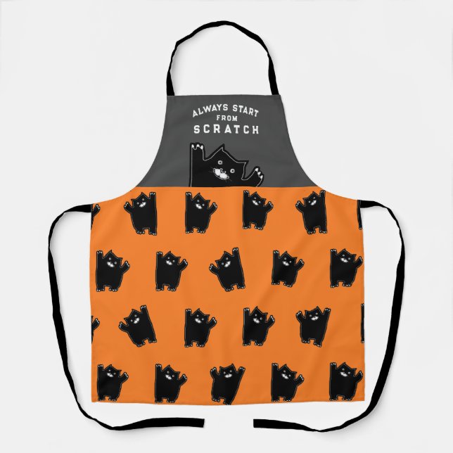 Delantal Funny Halloween Black Cat Apron (Anverso)