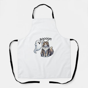 Delantal Funny Halloween Ghost Maine Coon Cat Boop Easy Laz