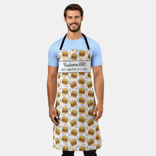 Delantal Funny Hamburger Modelo BBQ Personalizado Nombre de