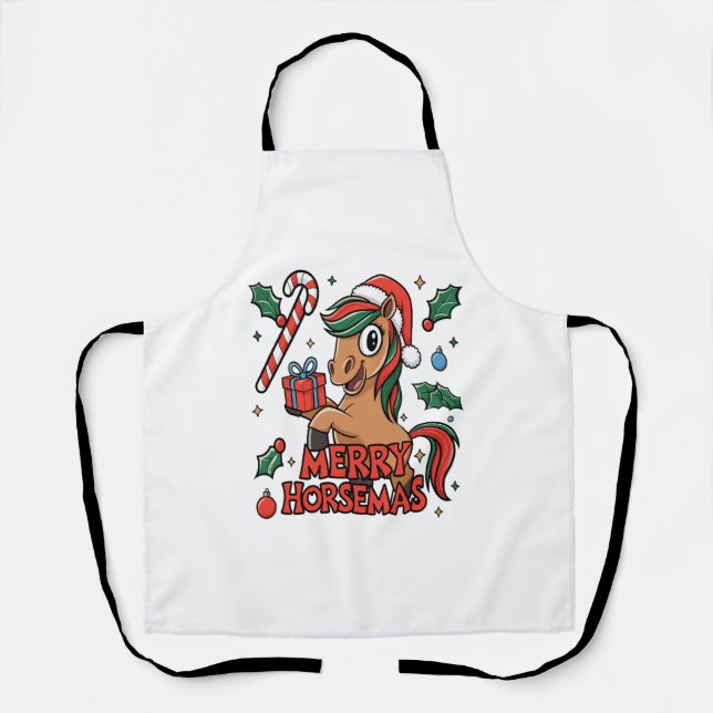 Delantal Funny Horse Merry Horsemas (Anverso)