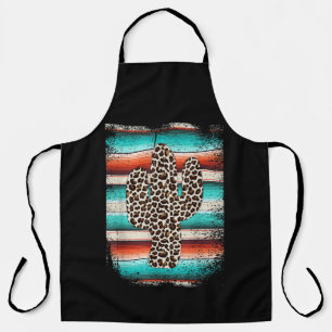 Delantal Funny Leopard Cactus Serape Cactus impresión Turqu