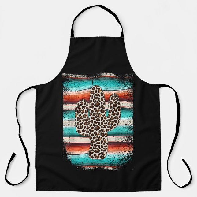 Delantal Funny Leopard Cactus Serape Cactus impresión Turqu (Anverso)