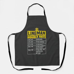 Delantal Funny Lineman Hourrate Black Apron