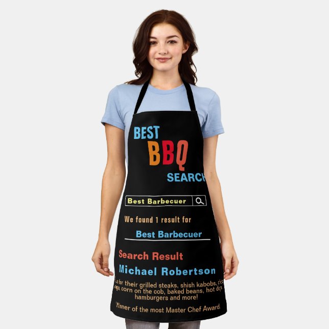 Delantal Funny Mejor BBQ Buscar en todo el Apron de impresi (Gastado)