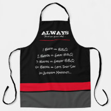 Funny Mens Apron - Negro y rojo