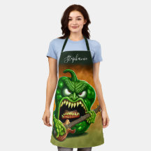 Funny Monster Green Bell Pepper Guitar