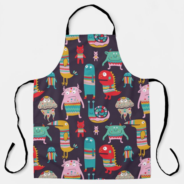 Delantal Funny monsters seamless pattern (Anverso)