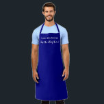 Delantal Funny Navy Blue Chief of the Kitchen<br><div class="desc">Funny Navy Blue Apron con la frase "Soy dueño de esta cocina,  ¡soy el jefe aquí!". Un diseño sencillo que hará que los padres se sientan como el anfitrión de su propio show de cocina. Puedes personalizar cada detalle en él.</div>
