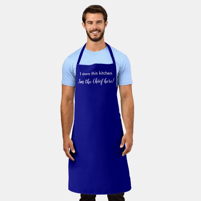 Delantal Funny Navy Blue Chief of the Kitchen (Gastado)