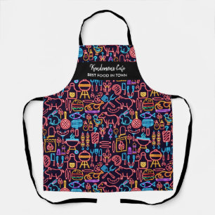 Delantal Funny Neon BBQ Patrón de alimentos Personalizado 