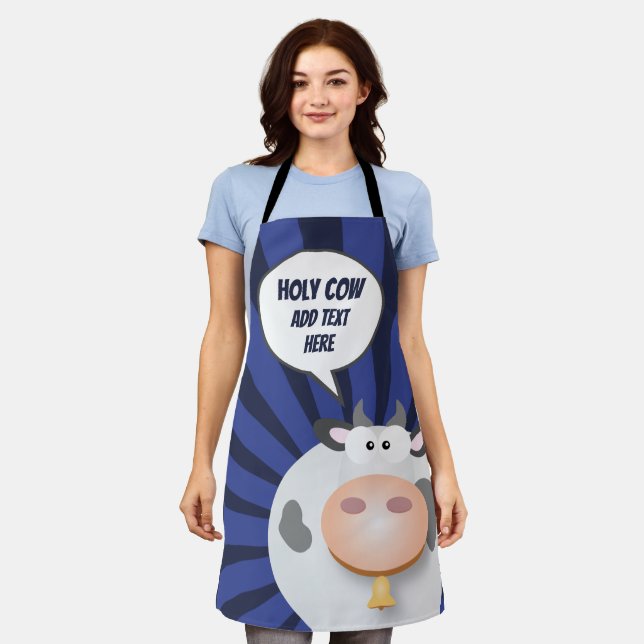Delantal Funny Personalizado Holy Cow todo-over Print Apron (Gastado)