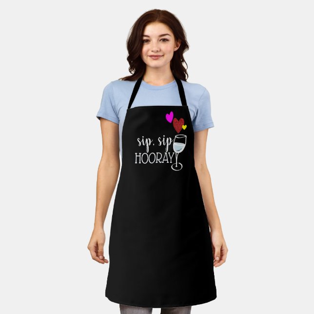 Delantal Funny Personalizado Sassy Sip Wine Personalizado B (Gastado)