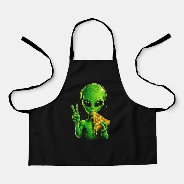 Delantal Funny Pizza Chef Apron Alien Pizza Lover Cooking  (Anverso)
