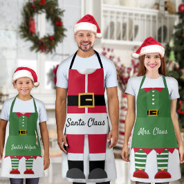Delantal Funny Santa Claus Outfit Red & White Navidades