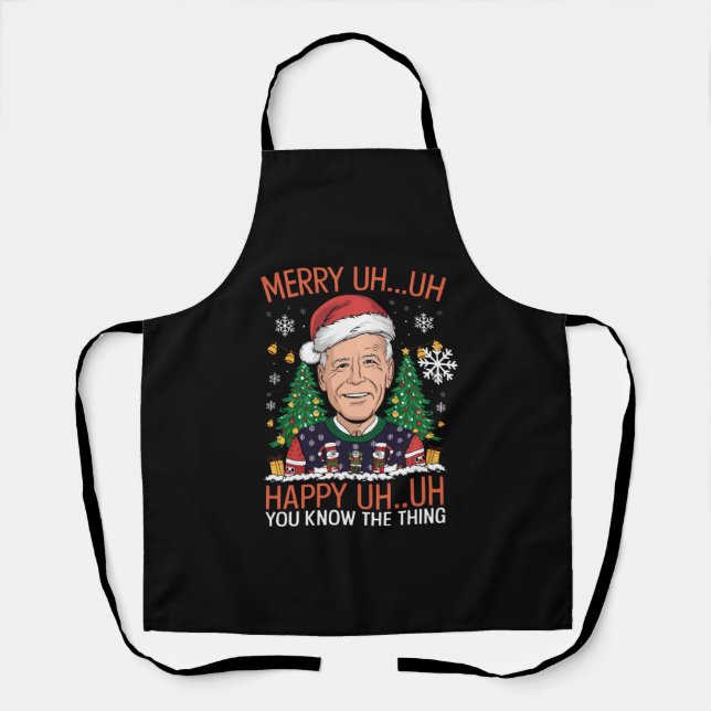 Delantal Funny Santa Joe Biden Merry Uh Navidades Ugly (Anverso)