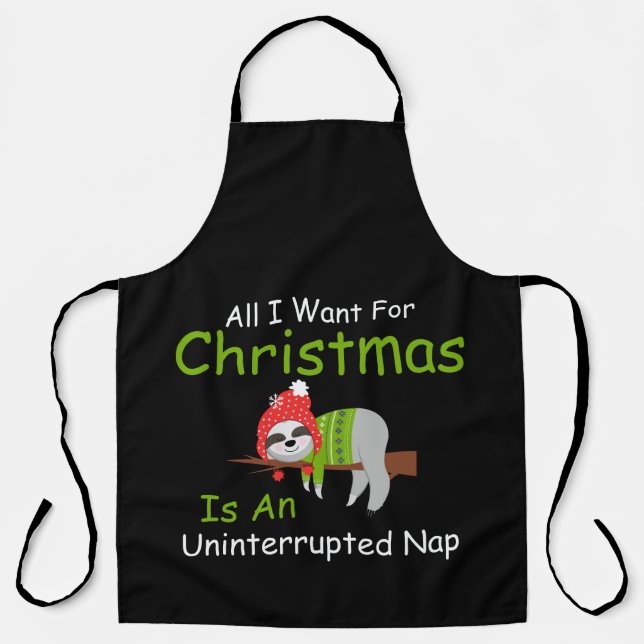 Delantal Funny Sloth Navidades citan Nap Holiday (Anverso)