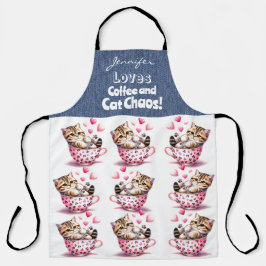Delantal Funny Tabby Cat Coffee Apron Impresión de todo tip