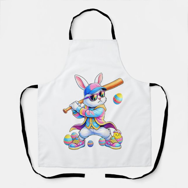 Delantal Funny Tie Dye Rabbit Baseball Easter Bunny Men Boy (Anverso)