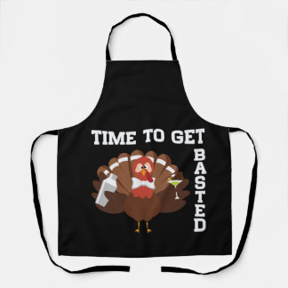 Delantal Funny Turkey Time To Get Basted Thanksgiving