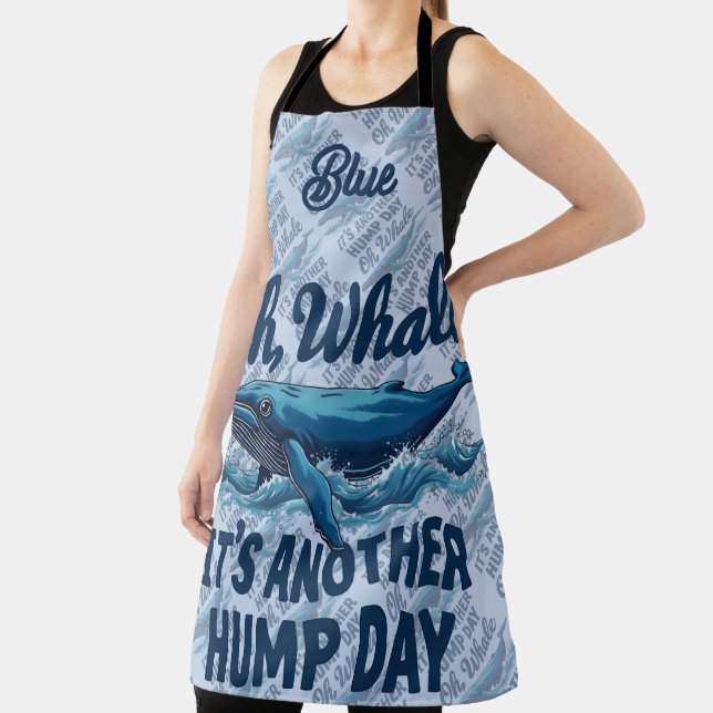 Delantal Funny Whale Pun "Oh Whale" Hump Day Design (in situ)
