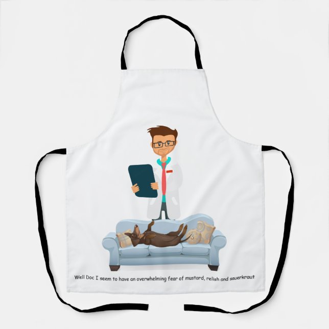 Delantal Funny Wiener Dog All-Over Print Apron (Anverso)