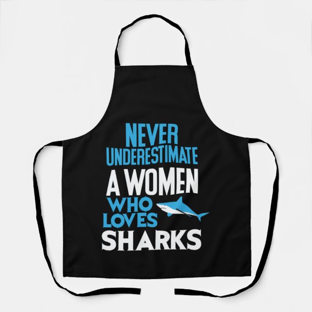 Delantal Funny Woman Who Loves Sharks (Anverso)