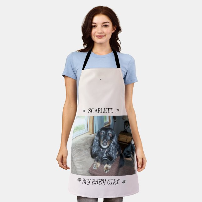 Delantal Furry Friend Name & Paw Print Accent Layout (Gastado)