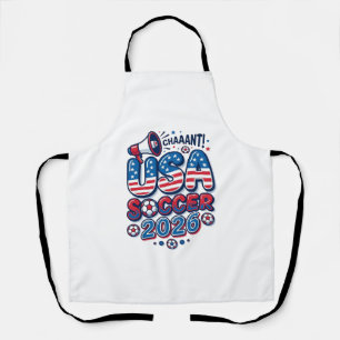 Delantal Fútbol USA 2026 Fútbol Negrita Tipografía País Tra