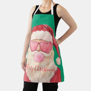 Delantal Gafas de corazón de Santa adorables arte de Navida