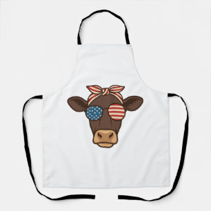 Delantal Gafas de sol con cabeza de vaca patriótica diseño 