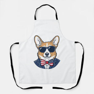 Delantal Gafas de sol Corgi Patrióticas Arte Vector Vintage