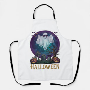 Delantal Gafas de sol de fantasma de Halloween Luna púrpura