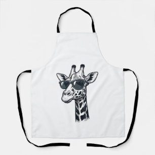 Delantal Gafas de sol de jirafa geniales Camiseta con graba