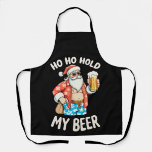 Delantal Gafas de sol de Santa Sostén mi cerveza Navidad Na