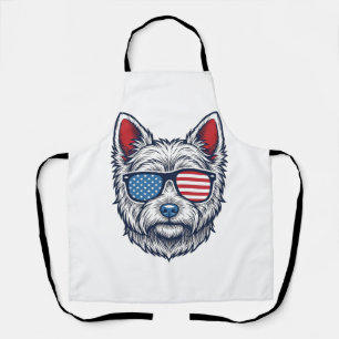 Delantal Gafas de sol patrióticas para perros Westie Arte v