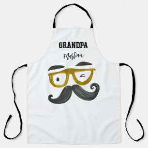 Delantal Gafas Divertidas Geniales Amarillas Bigote Abuelo 