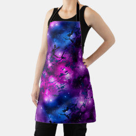 Delantal Galaxia de mármol rosa, púrpura y azul acuarela